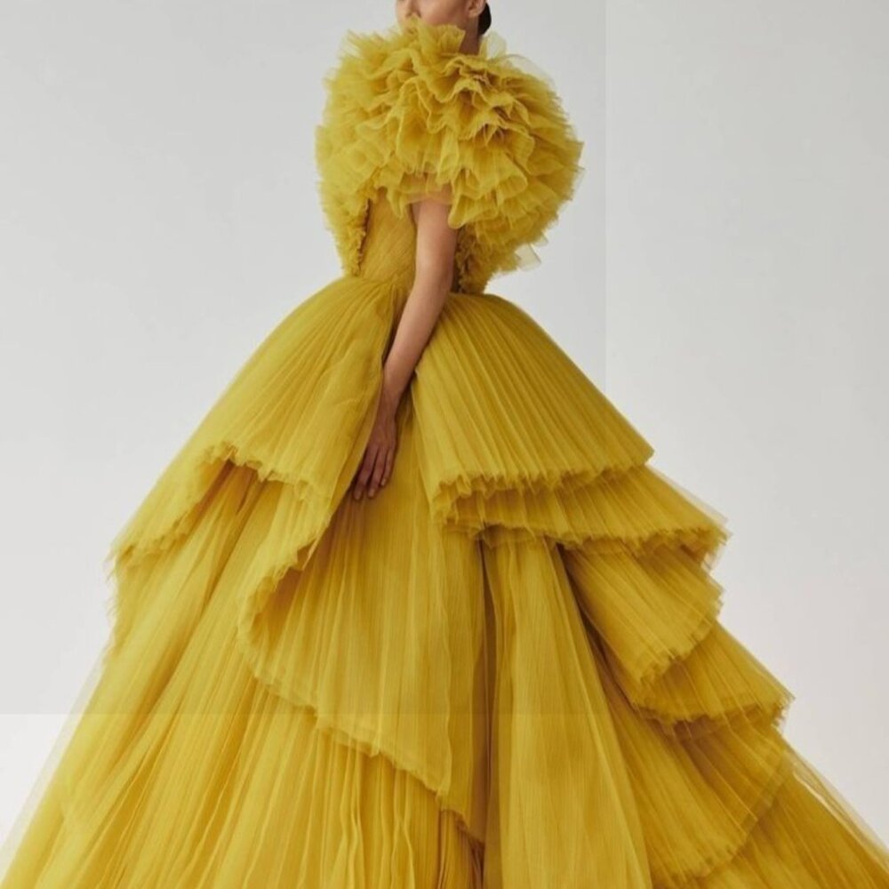 Yellow Tulle Dress for prom, bridal, red carpet etc.